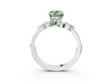 White gold Fancy Green Oval  Solitaire Marquise Twist Band with Six-Prong Setting_62