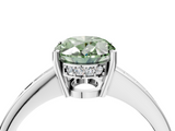 White gold Fancy Green Oval  Solitaire Pavé Band Prong Setting Ring_24