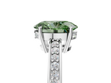 White gold Fancy Green Oval  Solitaire Pavé Band Prong Setting Ring_25