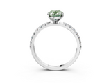 White gold Fancy Green Oval  Solitaire Pavé Band with Four-Prong Setting_156