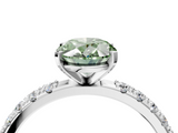 White gold Fancy Green Oval  Solitaire Pavé Band with Four-Prong Setting_160