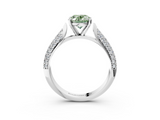 White gold Fancy Green Oval  Solitaire Pavé Diamond Engagement Ring with Four-Prong Setting_135