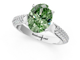 White gold Fancy Green Oval  Solitaire Pavé Diamond Engagement Ring with Four-Prong Setting_137