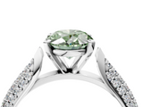White gold Fancy Green Oval  Solitaire Pavé Diamond Engagement Ring with Four-Prong Setting_140