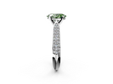 White gold Fancy Green Oval  Solitaire Pavé Diamond Engagement Ring with Four-Prong Setting_141