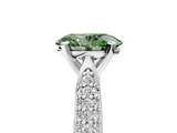 White gold Fancy Green Oval  Solitaire Pavé Diamond Engagement Ring with Four-Prong Setting_144