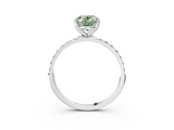 White gold Fancy Green Oval  Solitaire Pavé Diamond Engagement Ring with Four-Prong Setting_44