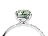 White gold Fancy Green Oval  Solitaire Pavé Diamond Engagement Ring with Four-Prong Setting_45