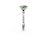 White gold Fancy Green Oval  Solitaire Pavé Diamond Engagement Ring with Four-Prong Setting_48