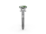 White gold Fancy Green Oval  Solitaire Pavé Diamond Milgrain Engagement Ring with Four-Prong Setting_5