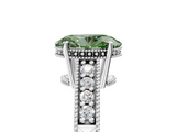 White gold Fancy Green Oval  Solitaire Pavé Diamond Milgrain Engagement Ring with Four-Prong Setting_8