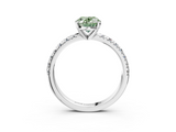 White gold Fancy Green Oval  Solitaire Pave Diamond Engagement Ring with Four-Prong Setting_326