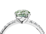 White gold Fancy Green Oval  Solitaire Pave Diamond Engagement Ring with Four-Prong Setting_327