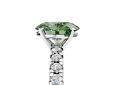 White gold Fancy Green Oval  Solitaire Pave Diamond Engagement Ring with Four-Prong Setting_328