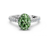 White gold Fancy Green Oval  Solitaire Pave Diamond Engagement Ring with Prong Setting_20
