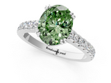 White gold Fancy Green Oval  Solitaire Pave Diamond Engagement Ring with Prong Setting_21
