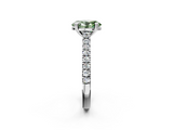White gold Fancy Green Oval  Solitaire Pave Diamond Engagement Ring with Prong Setting_22