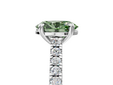 White gold Fancy Green Oval  Solitaire Pave Diamond Engagement Ring with Prong Setting_25