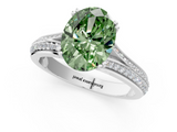 White gold Fancy Green Oval  Solitaire Pave Split Shank Engagement Ring with Six-Prong Setting_38