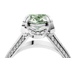 White gold Fancy Green Oval  Solitaire Pave Split Shank Ring with Four-Prong Setting_187
