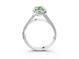 White gold Fancy Green Oval  Solitaire Pave Split Shank Ring with Four-Prong Setting_200