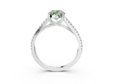 White gold Fancy Green Oval  Solitaire Split Shank Pavé Diamond Engagement Ring_408
