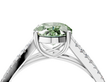 White gold Fancy Green Oval  Solitaire Split Shank Pavé Diamond Engagement Ring_409