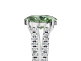 White gold Fancy Green Oval  Solitaire Split Shank Pavé Diamond Engagement Ring_414