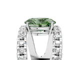 White gold Fancy Green Oval  Solitaire Split Shank Pave Diamond Ring_54