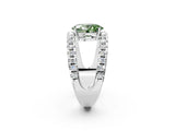 White gold Fancy Green Oval  Solitaire Split Shank Pave Diamond Ring_57