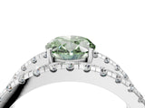White gold Fancy Green Oval  Solitaire Split Shank Pave Diamond Ring_59