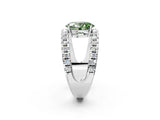 White gold Fancy Green Oval  Solitaire Split Shank Pave Diamond Ring_73