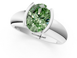 White gold Fancy Green Oval  Solitaire Tension Set Diamond Ring with Wide Band_21
