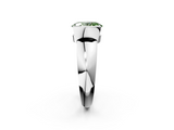 White gold Fancy Green Oval  Solitaire Tension Set Diamond Ring with Wide Band_22