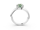 White gold Fancy Green Oval  Solitaire Tension Set Diamond Ring with Wide Band_23