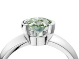 White gold Fancy Green Oval  Solitaire Tension Set Diamond Ring with Wide Band_24