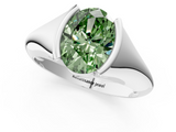 White gold Fancy Green Oval  Solitaire Tension Set Diamond Ring_21