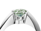White gold Fancy Green Oval  Solitaire Tension Set Diamond Ring_24