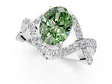 White gold Fancy Green Oval  Solitaire Twist Band Pavé Diamond Engagement Ring_33