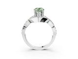 White gold Fancy Green Oval  Solitaire Twist Band Pavé Diamond Engagement Ring_34