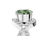 White gold Fancy Green Oval  Solitaire Twist Band Pavé Diamond Engagement Ring_36