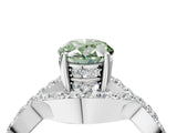 White gold Fancy Green Oval  Solitaire Twist Band Pavé Diamond Engagement Ring_36