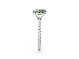 White gold Fancy Green Oval  Solitaire Twist Band Ring with Four-Prong Setting_178