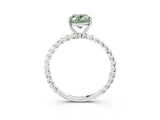 White gold Fancy Green Oval  Solitaire Twist Band Ring with Four-Prong Setting_179