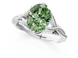 White gold Fancy Green Oval  Solitaire Twist Band Six-Prong Setting 2