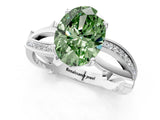 White gold Fancy Green Oval  Solitaire Twist Band with Pavé Accents and Four-Prong Setting_21