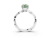 White gold Fancy Green Oval  Solitaire Twist Band with Pavé Accents and Four-Prong Setting_23