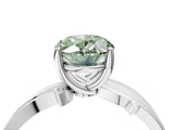 White gold Fancy Green Oval  Solitaire Twist Band with Pavé Accents and Four-Prong Setting_24