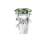 White gold Fancy Green Oval  Solitaire Twist Band with Pavé Accents and Four-Prong Setting_25
