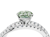 White gold Fancy Green Oval  Solitaire Twist Band with Pavé Setting and Four-Prong Setting_113